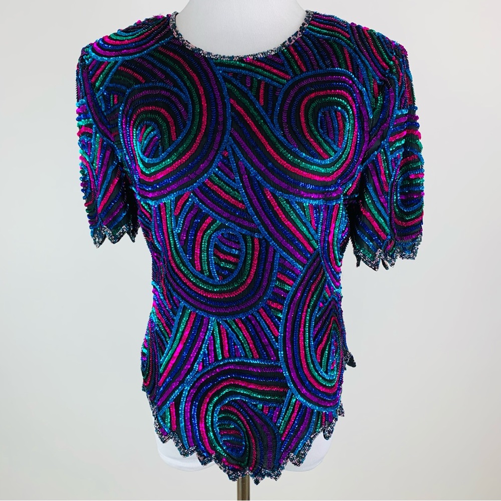 Vintage Scala Sequin Top Petite Medium